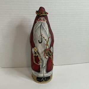 Santa Primitive Folk Art LAUREI ANN BONINE 1985 Cloth Painted Santa 8.5"